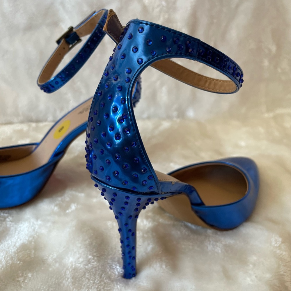 Charles By Charles David Metallic Blue Ankle Strap Heels - Picture 9 of 13